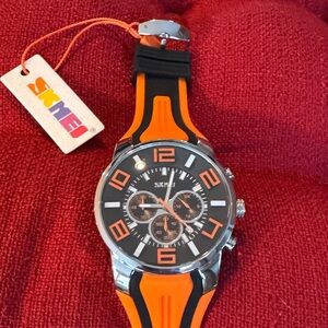 Men's Black and Orange Watch